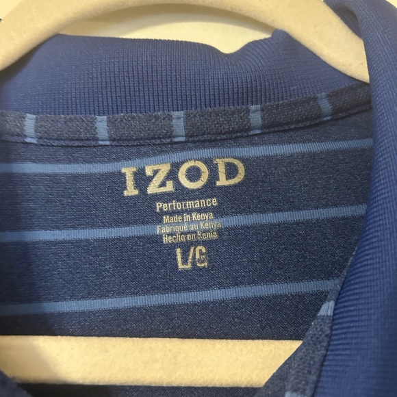 BLUE STRIPED IZOD GOLF POLO - Picture 3 of 3